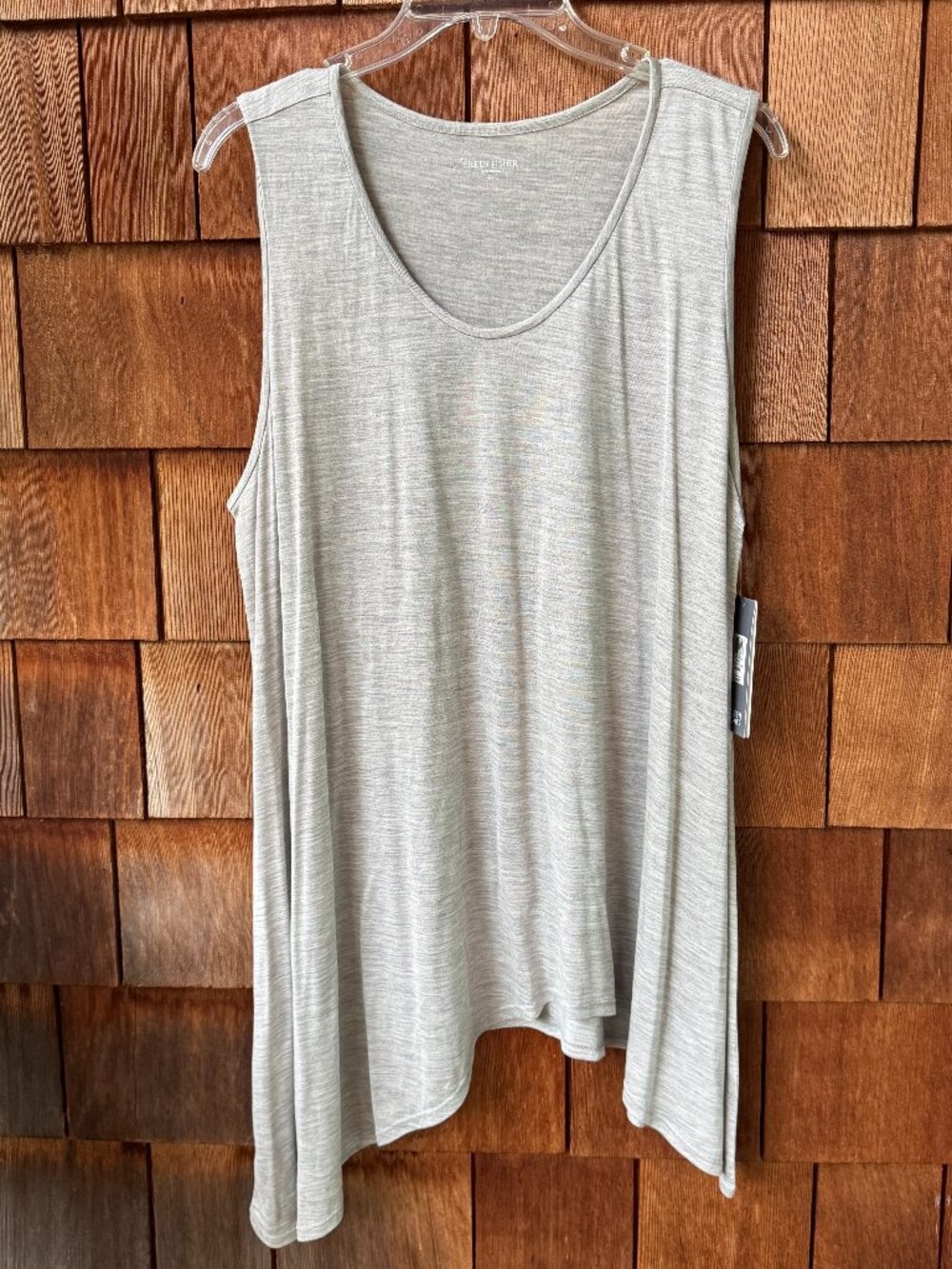 NWT Eileen Fisher Pearl Gray Washable Silk Blend Tunic Tank in Women's X-Large
